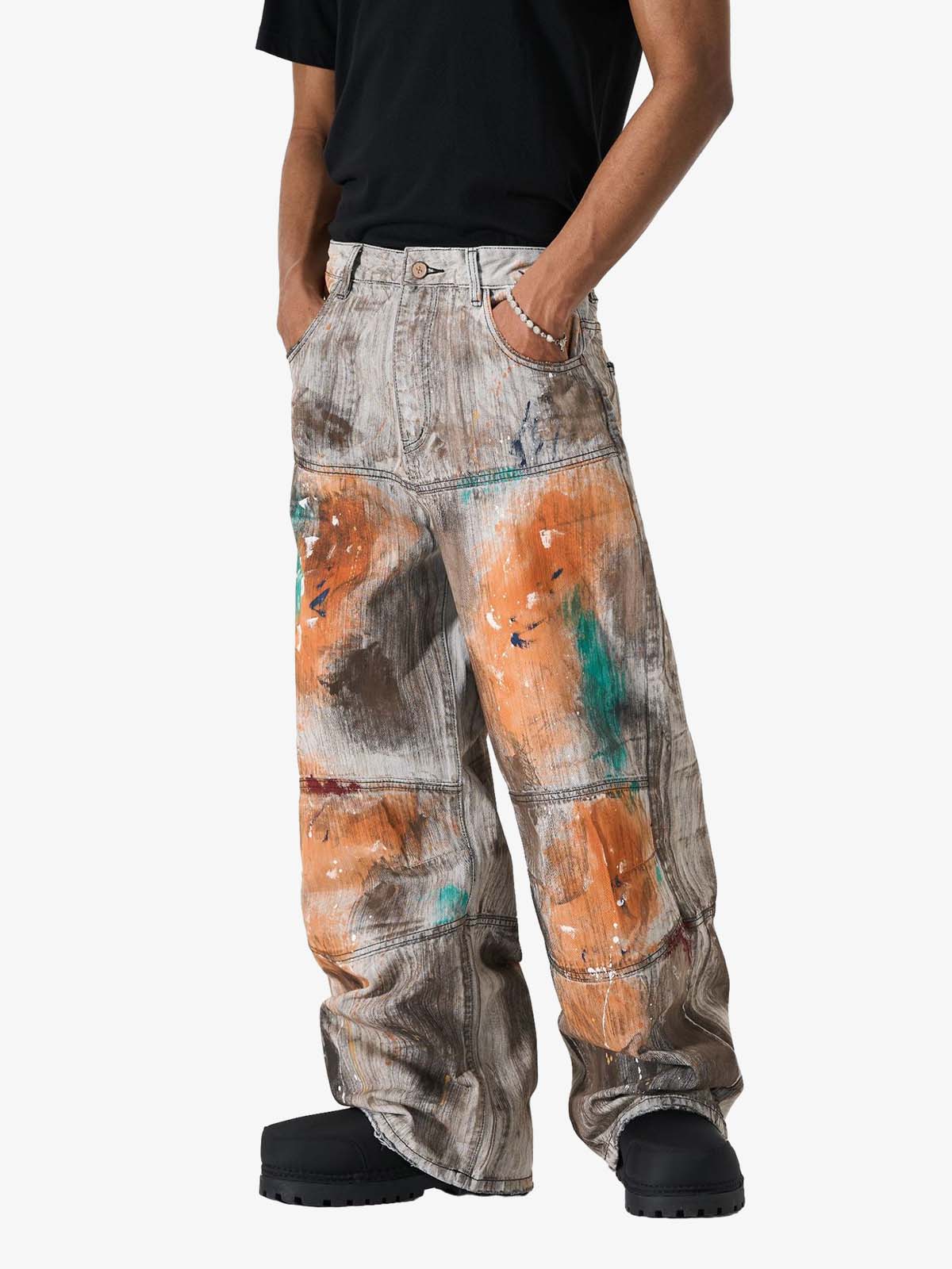 Abstrac Paint-Splattered Panel Jeans - Image 4