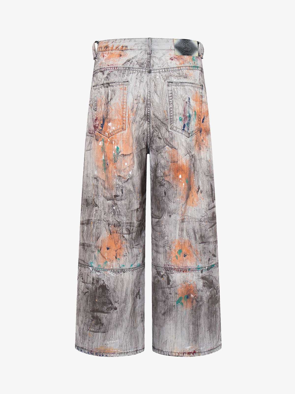 Abstrac Paint-Splattered Panel Jeans - Image 6