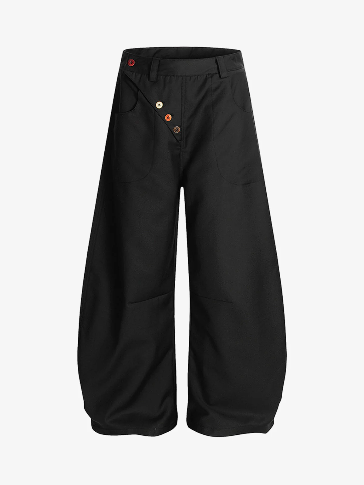 Adjustable Side Buttons Barrel Pants - Image 2