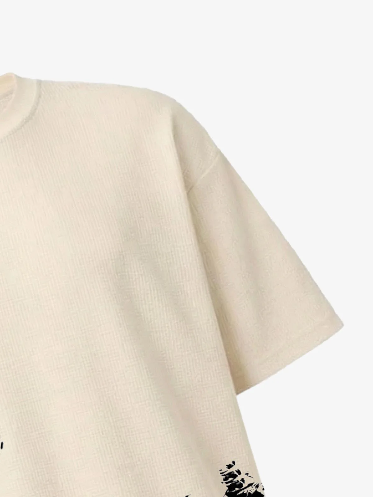 Asymmetric Skeleton Graphic Waffle T-Shirt - Image 3