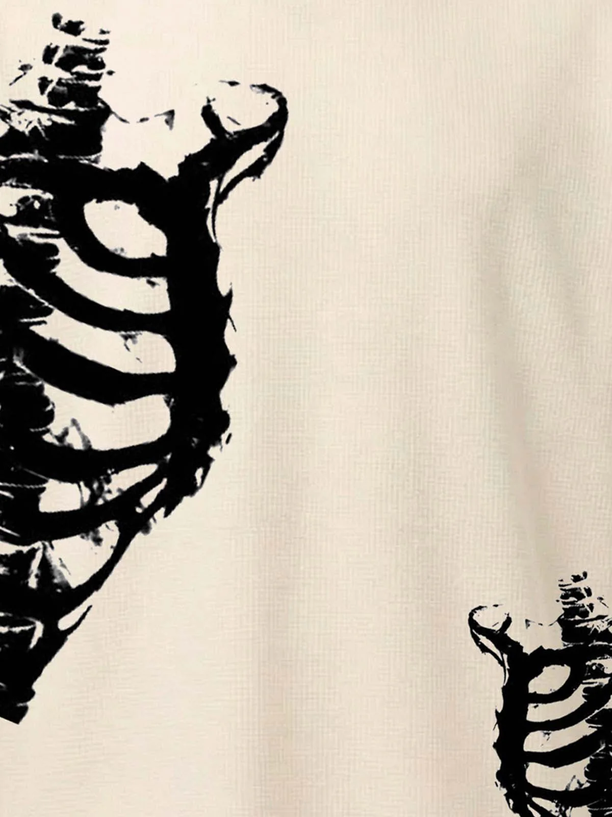Asymmetric Skeleton Graphic Waffle T-Shirt - Image 4