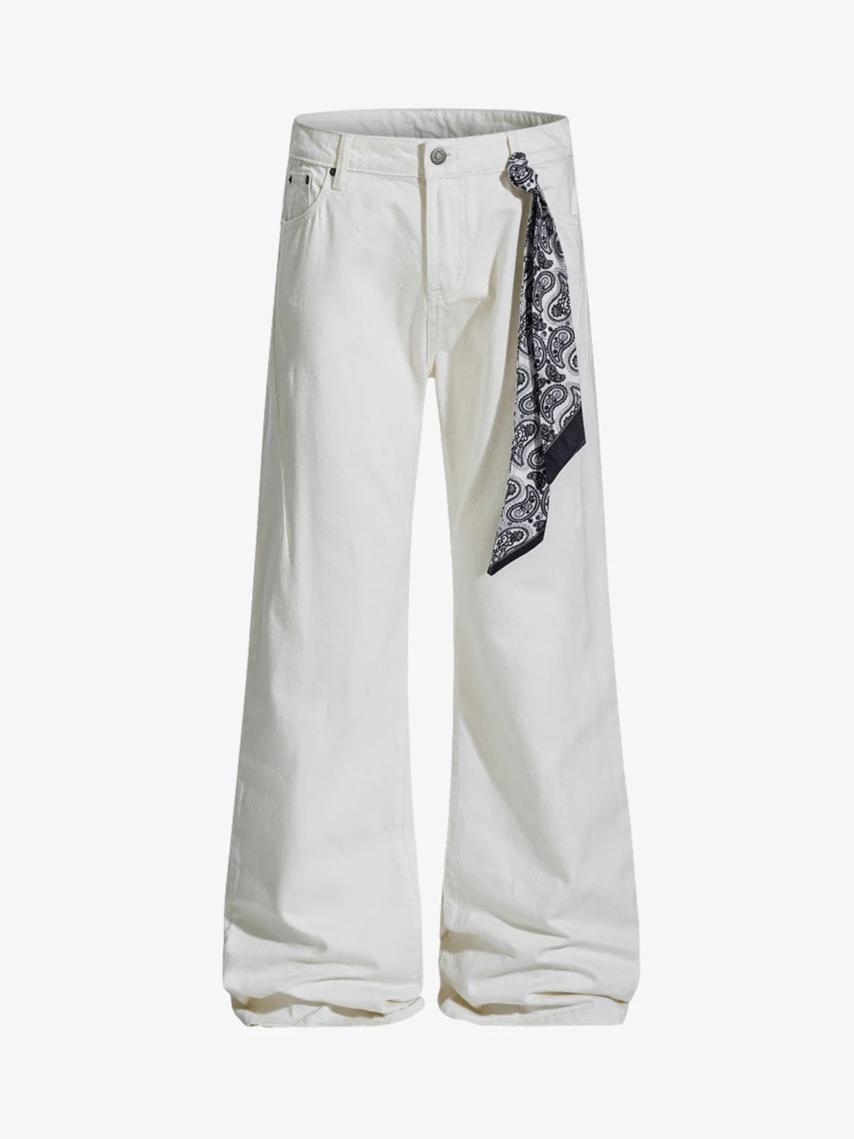 Bandana Accent Cream Flare Pants
