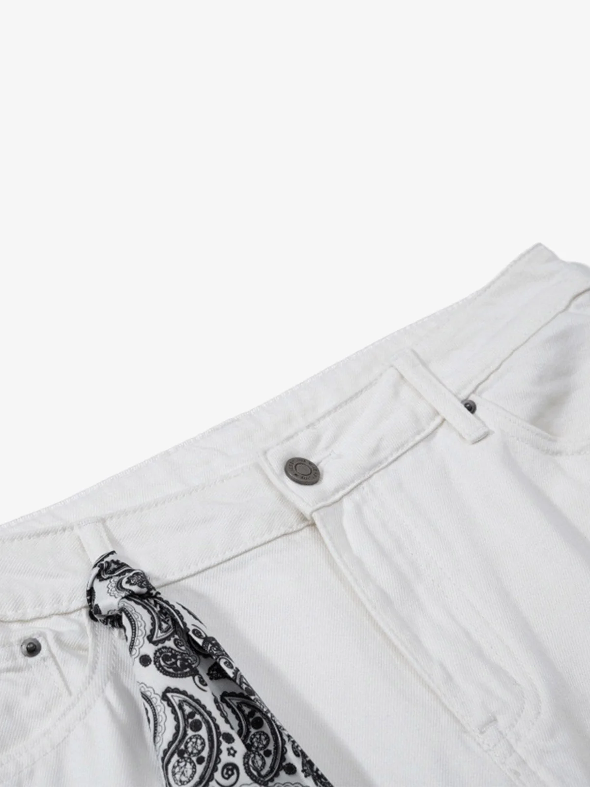 Bandana Accent Cream Flare Pants - Image 3