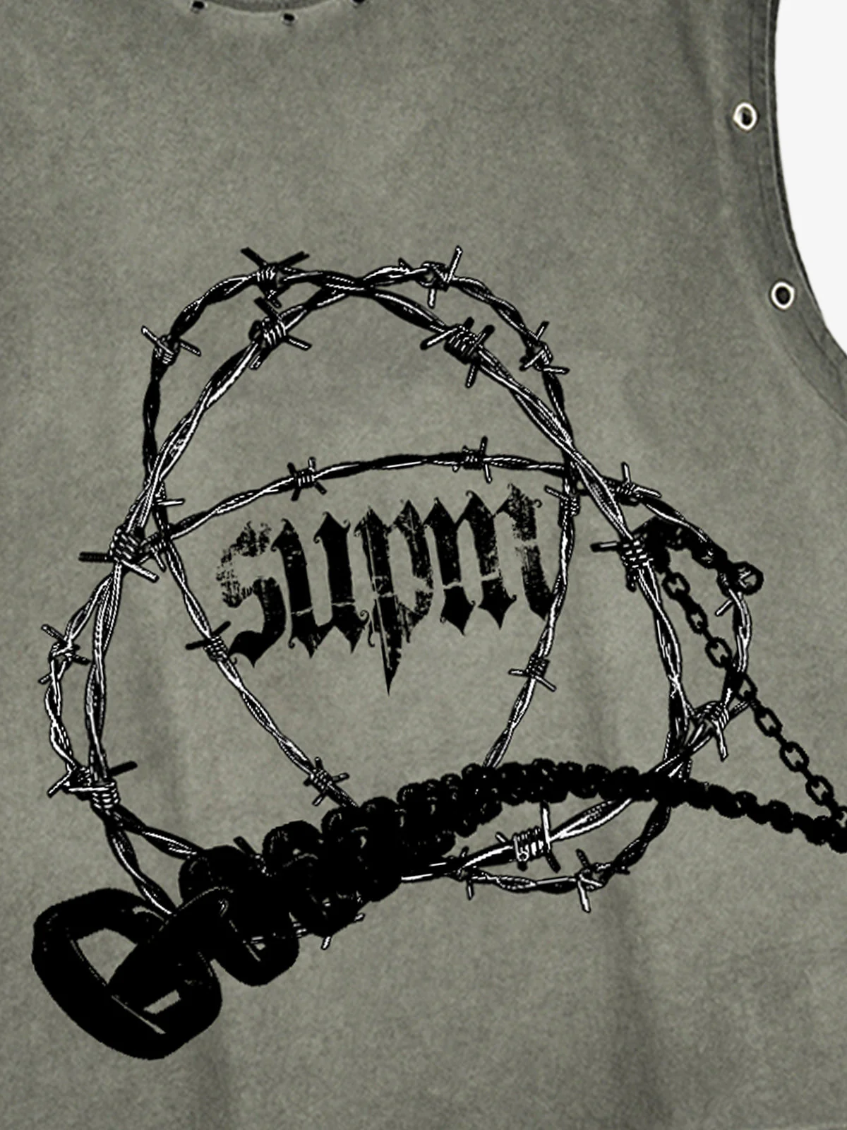 Barbed Wire Chain Graphic Sleeveless Vest - Image 9