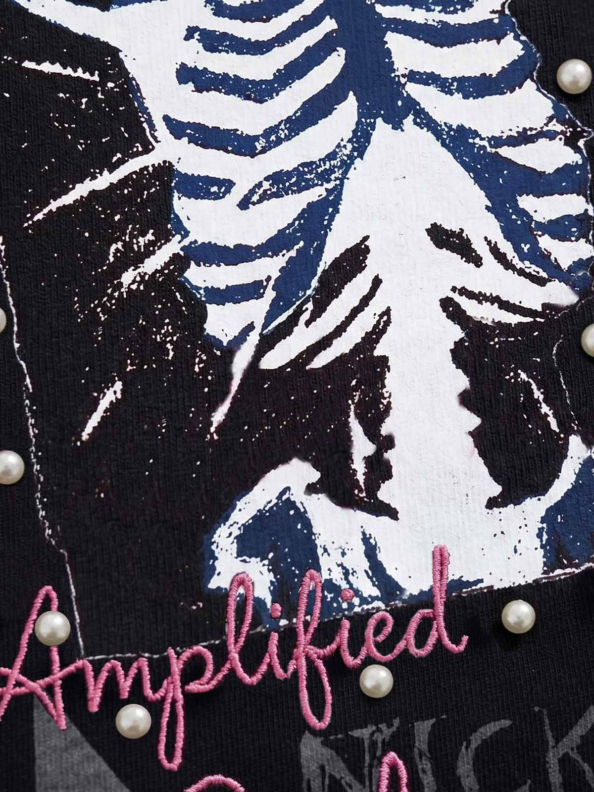 Beaded Collage Acid-Wash Graphic T-Shirt - Image 9