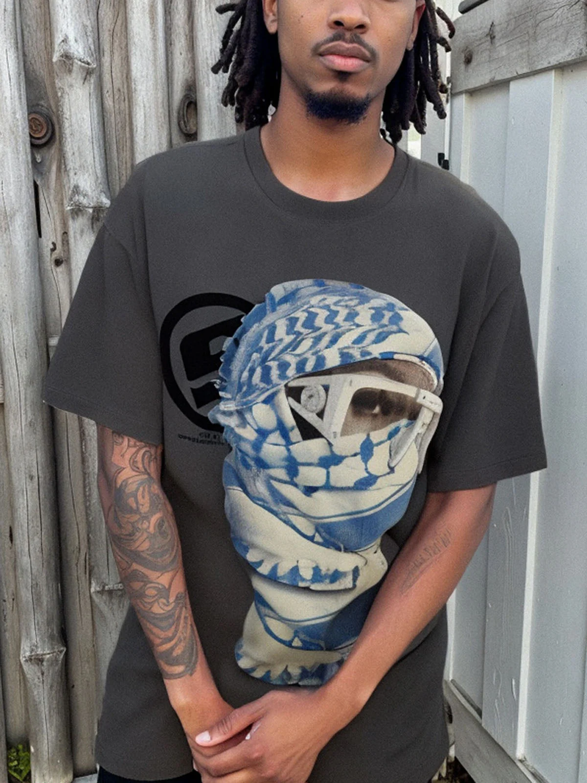 Masked Portrait Graphic T-Shirt - Image 7