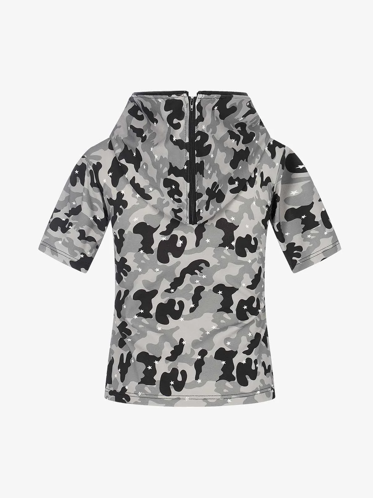 Camo Half Zip Hooded Mid Sleeve T-Shirt - Image 6