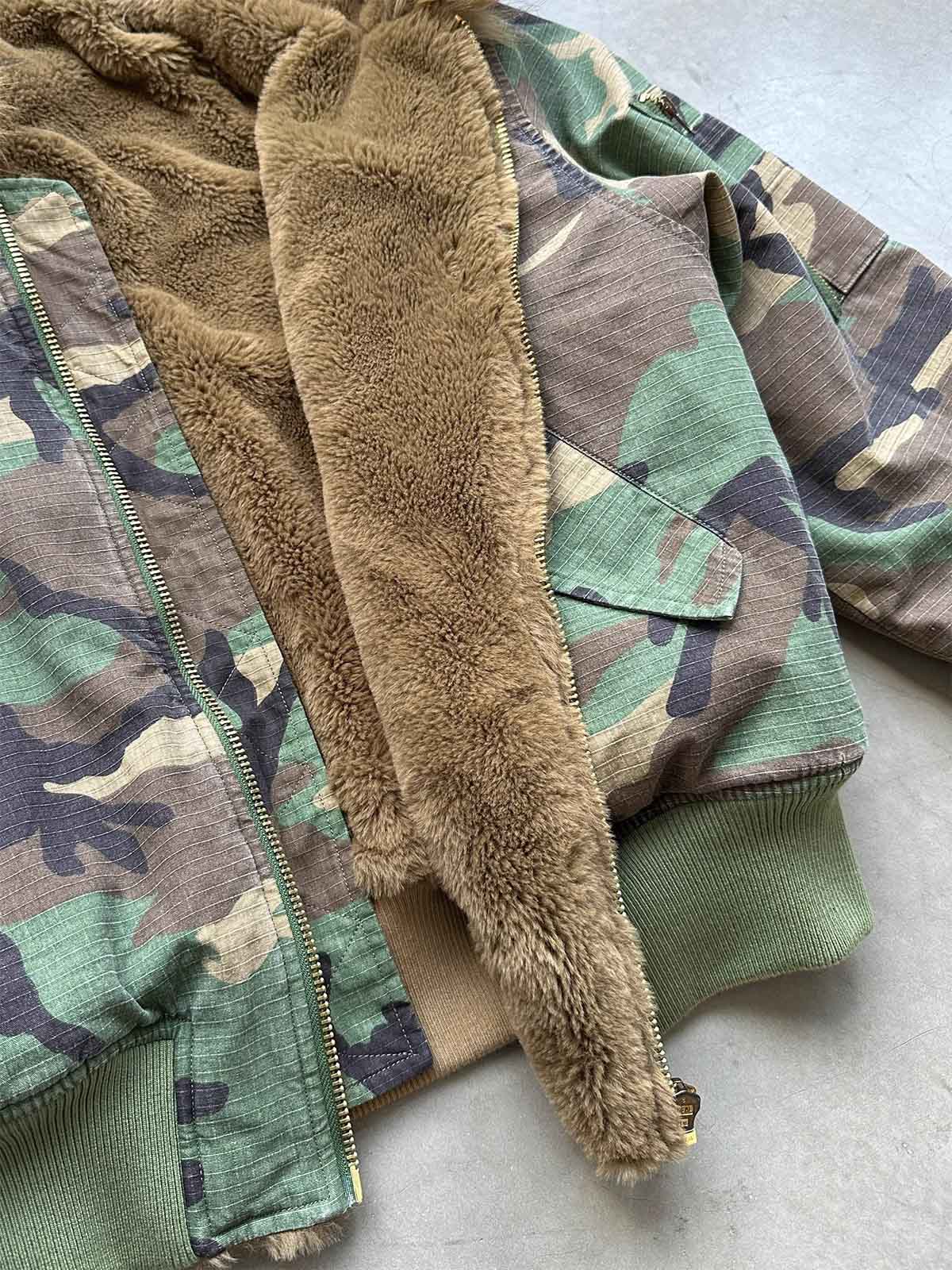 Camouflage Fur Collar Reversible Cotton Jacket - 2499 - Image 11