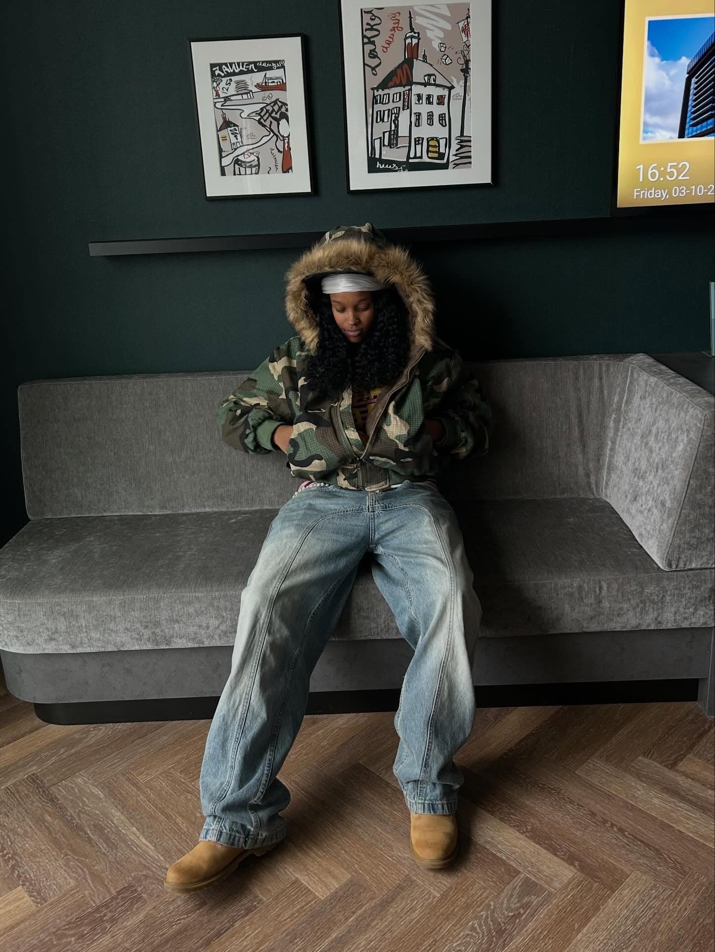 Camouflage Fur Collar Reversible Cotton Jacket - 2499 - Image 4