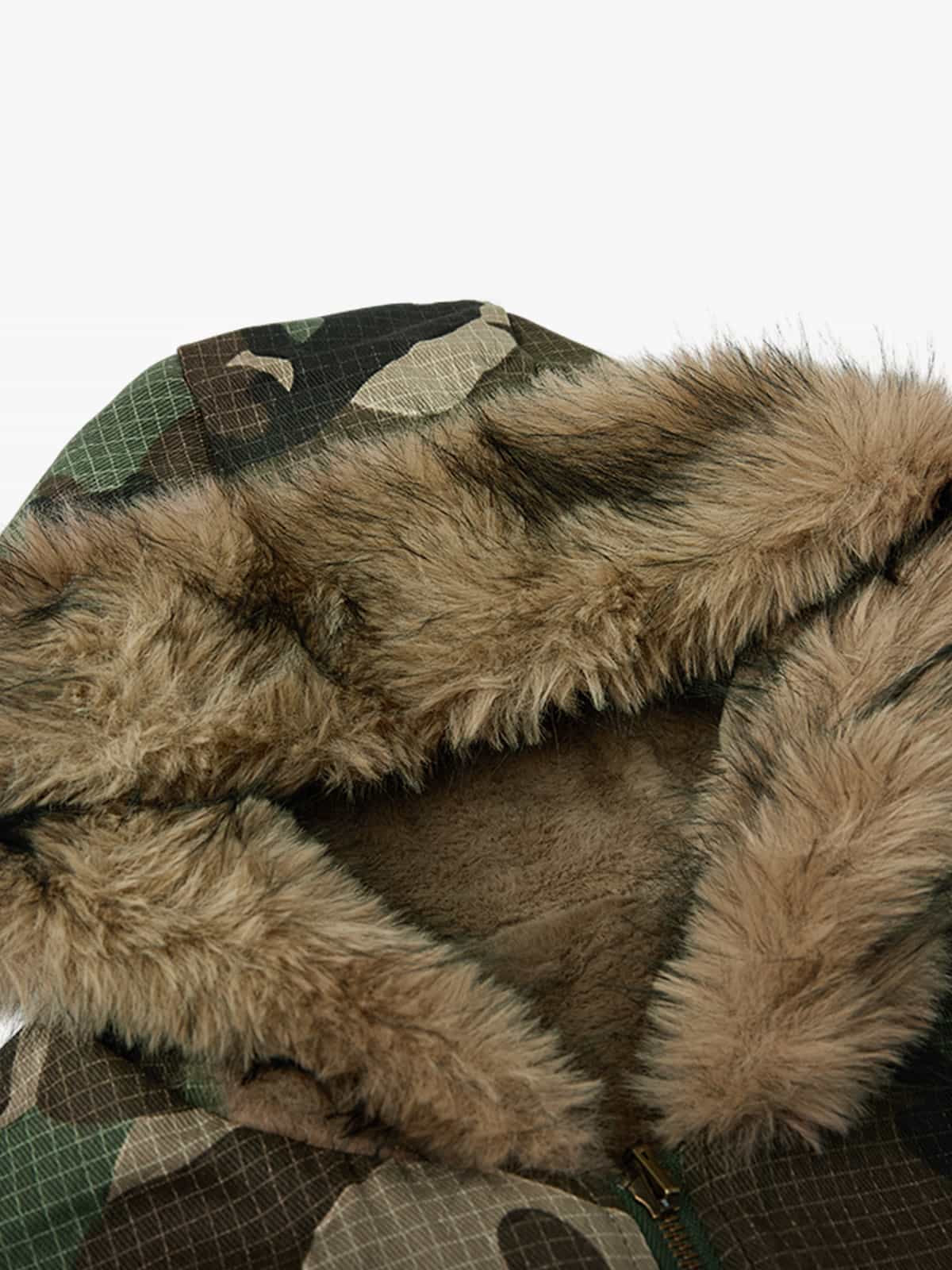 Camouflage Fur Collar Reversible Cotton Jacket - 2499 - Image 9