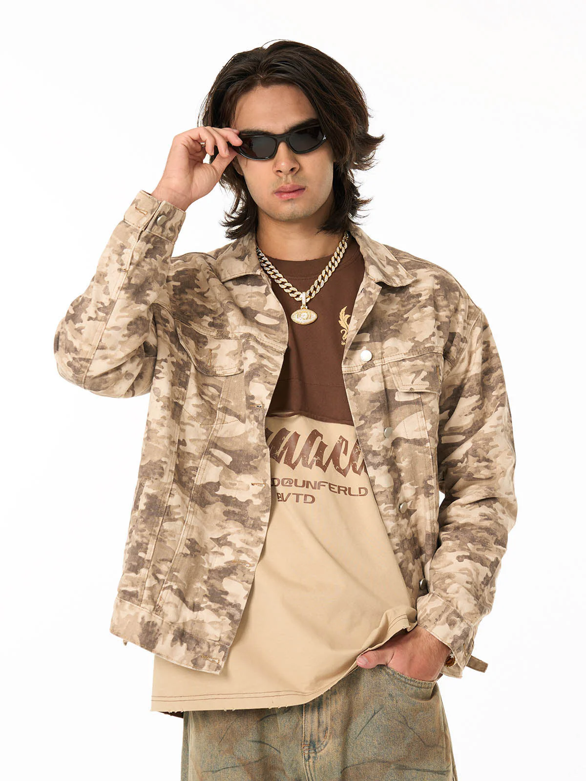 Camouflage Multi-Pocket Work Denim Jacket - Image 3