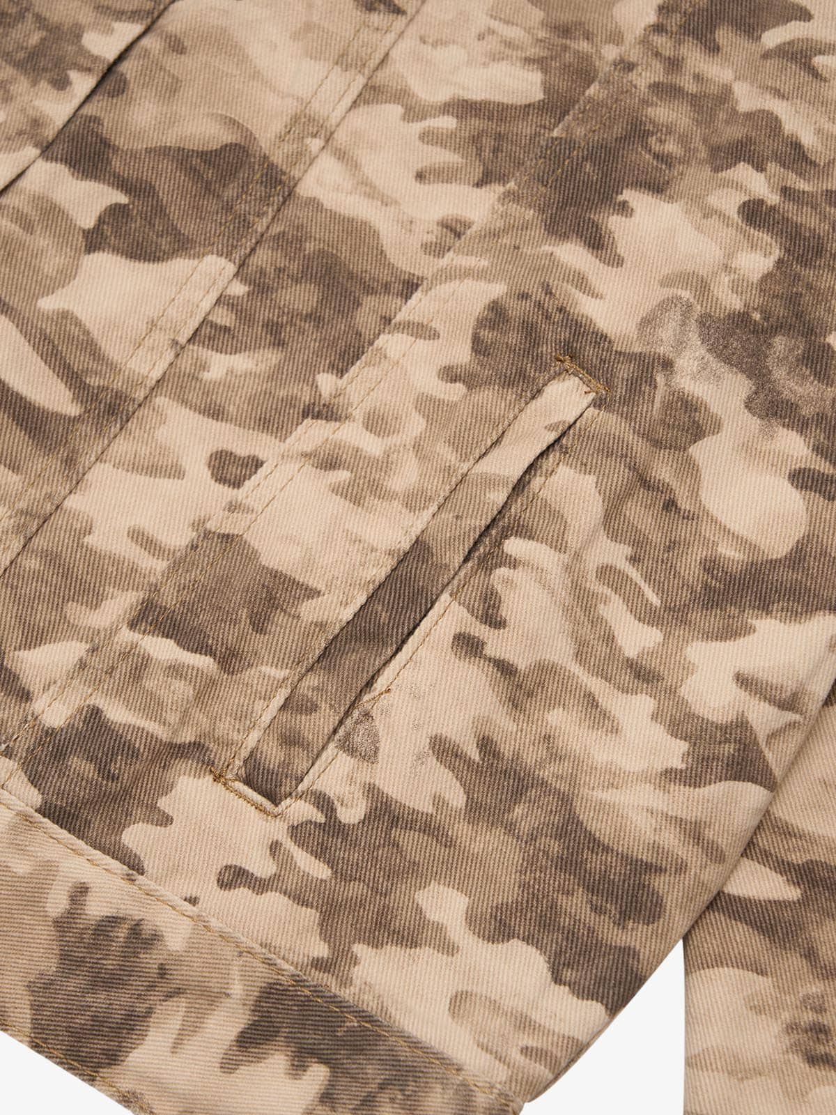 Camouflage Multi-Pocket Work Denim Jacket - Image 9
