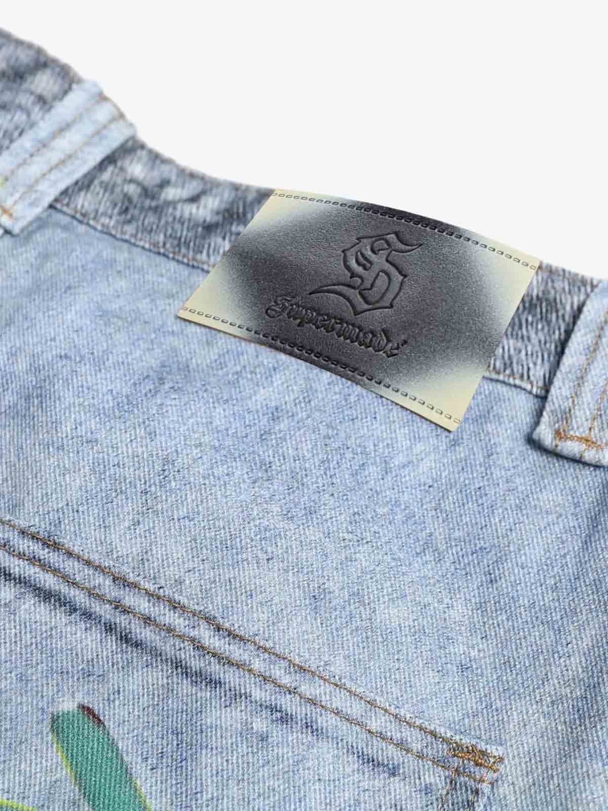 Cartoon Dalmatian Dog Graphic Distressed Washed Jeans - Image 6