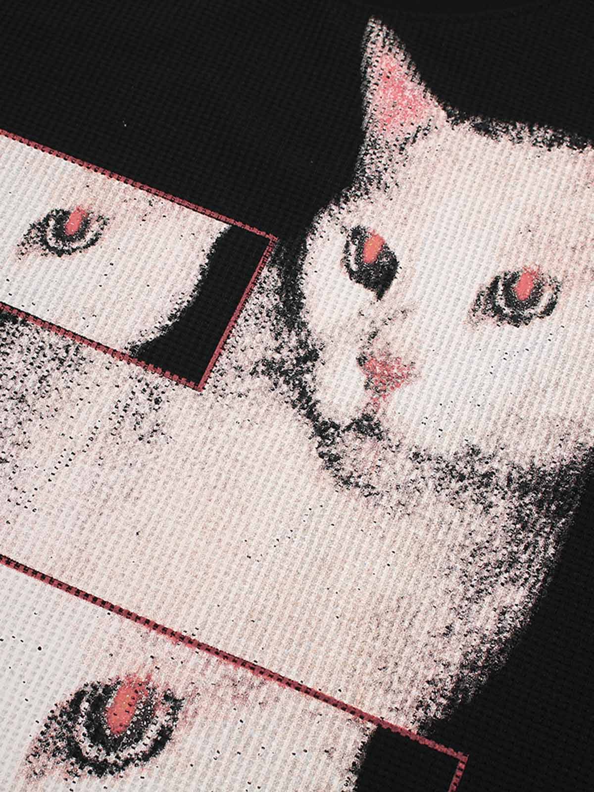 Cat Print Long-Sleeved T-Shirt - Image 10