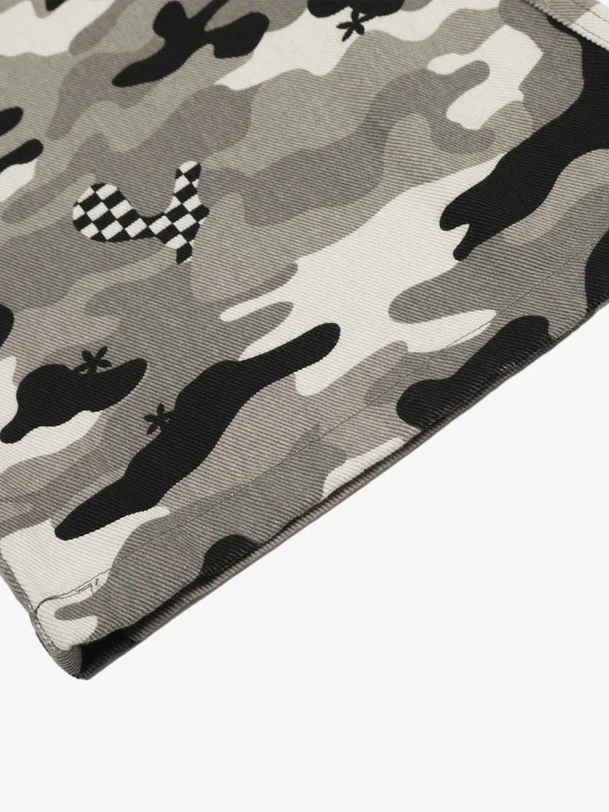 Checkerboard Patches Camo Cargo Flared Pants - Image 7