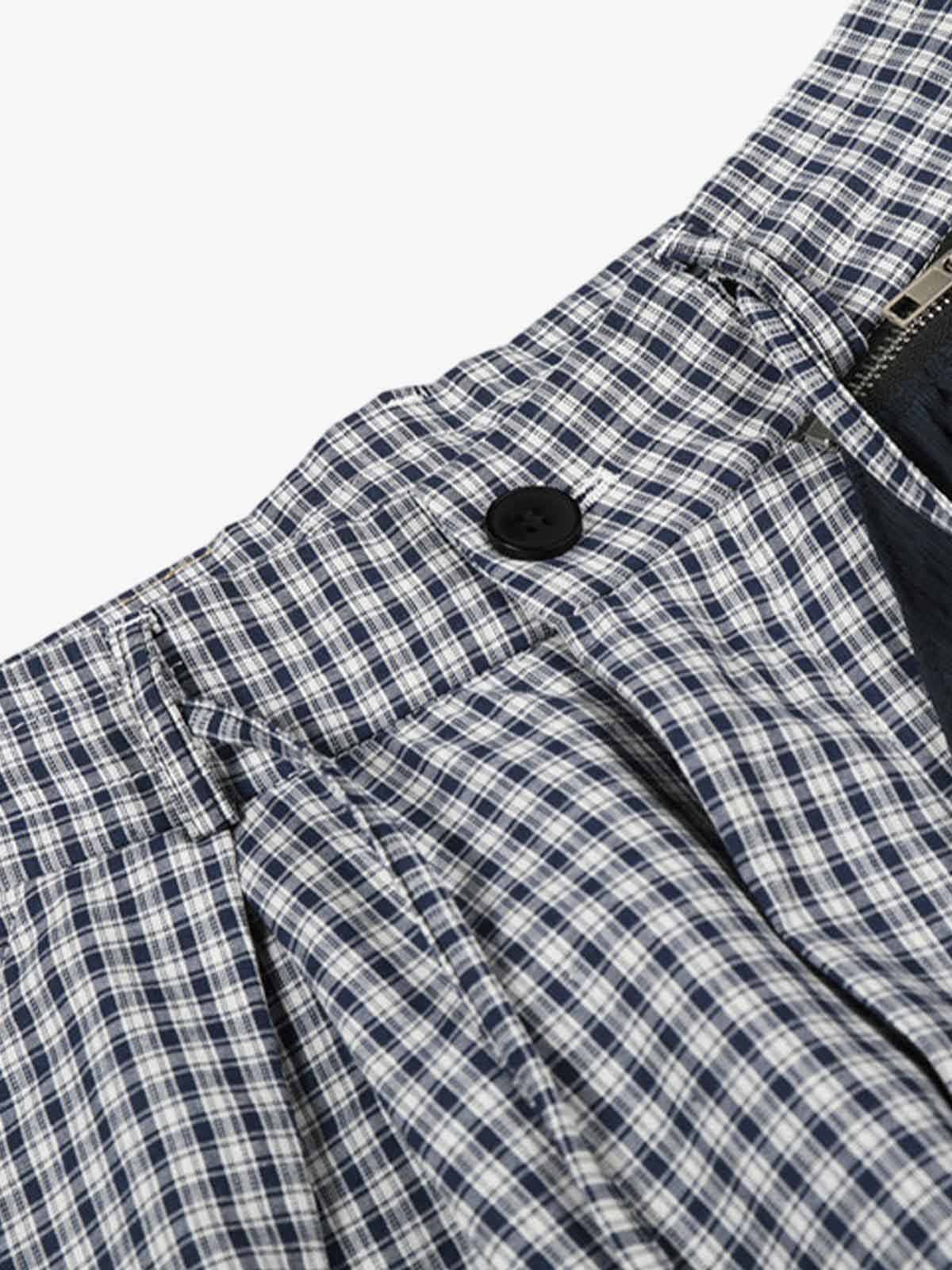 Checkered Pleated Detachable Front Panel Drawstring Pants - Image 4