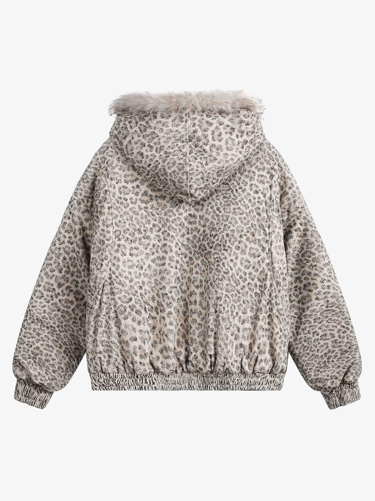 Cotton Cheetah Print Mink Fur Hooded Jacket - 2270 - Image 10