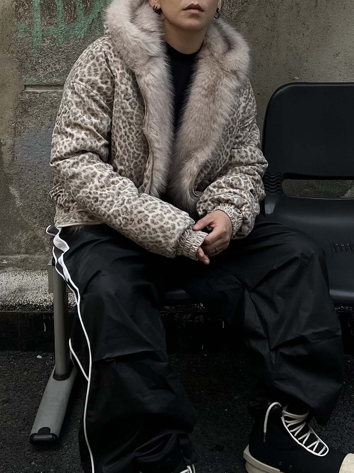 Cotton Cheetah Print Mink Fur Hooded Jacket - 2270 - Image 8