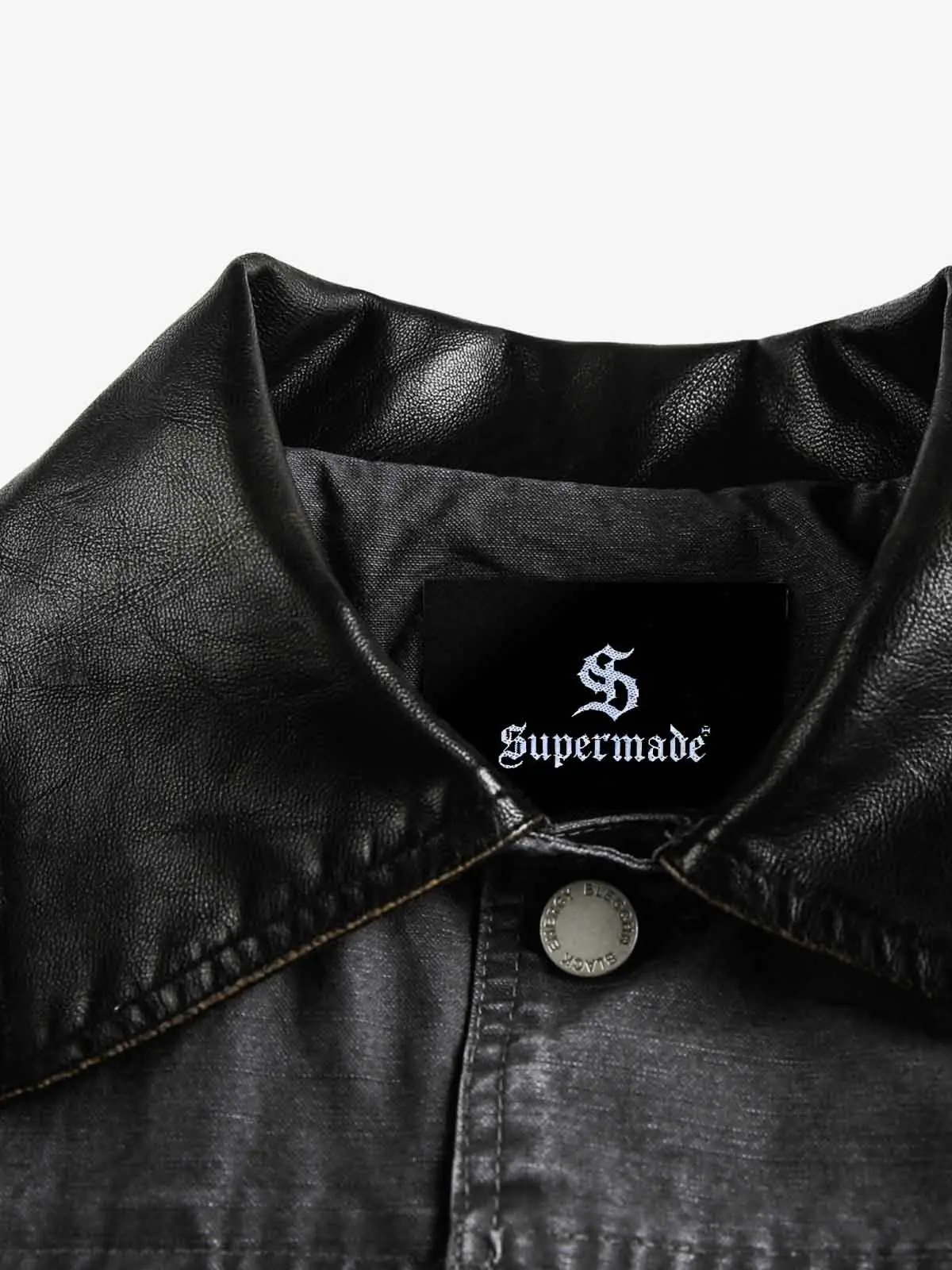 Clean Cut Leather Contrast Collar Pocket Jacket - Image 6