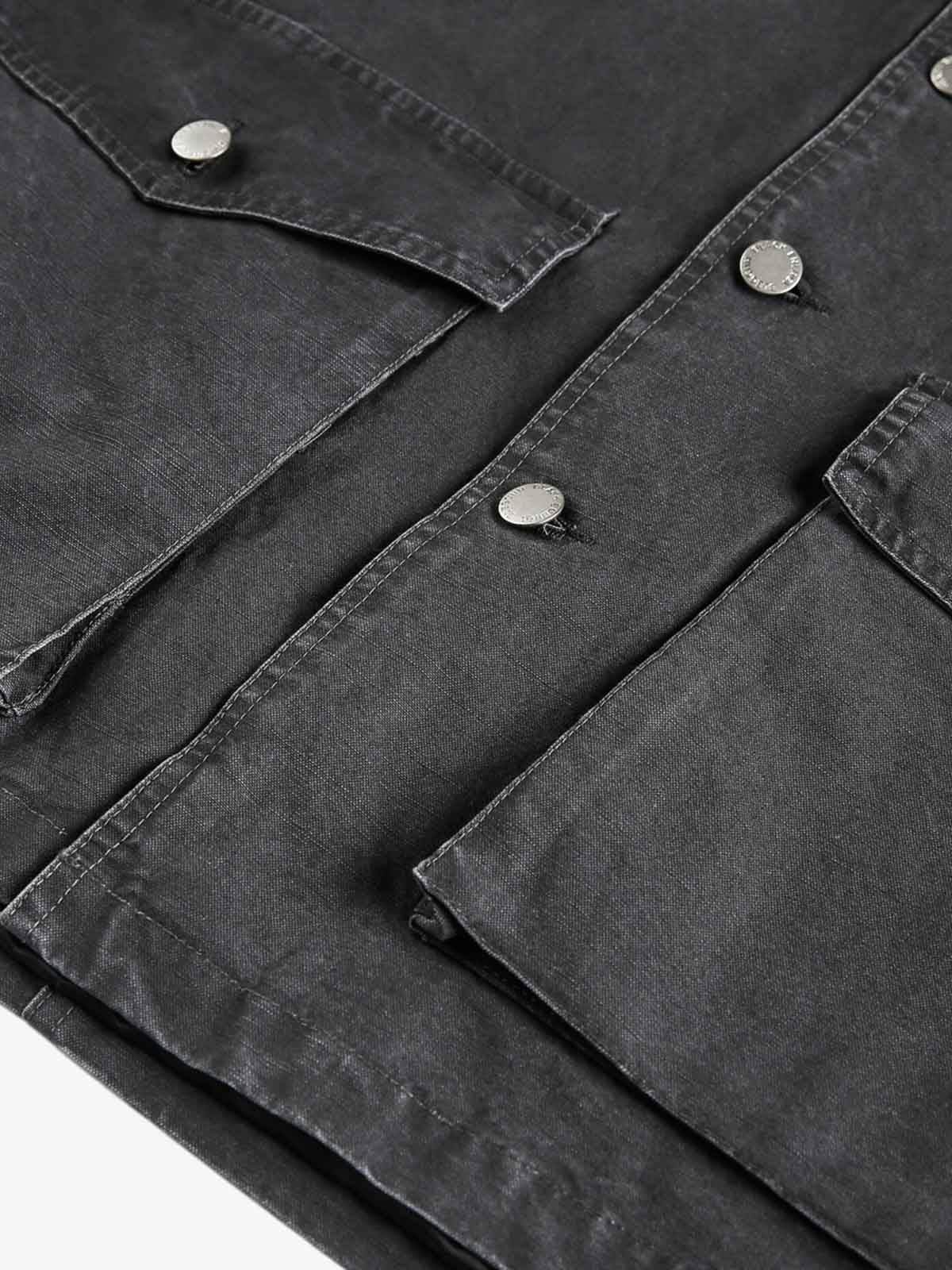 Clean Cut Leather Contrast Collar Pocket Jacket - Image 7
