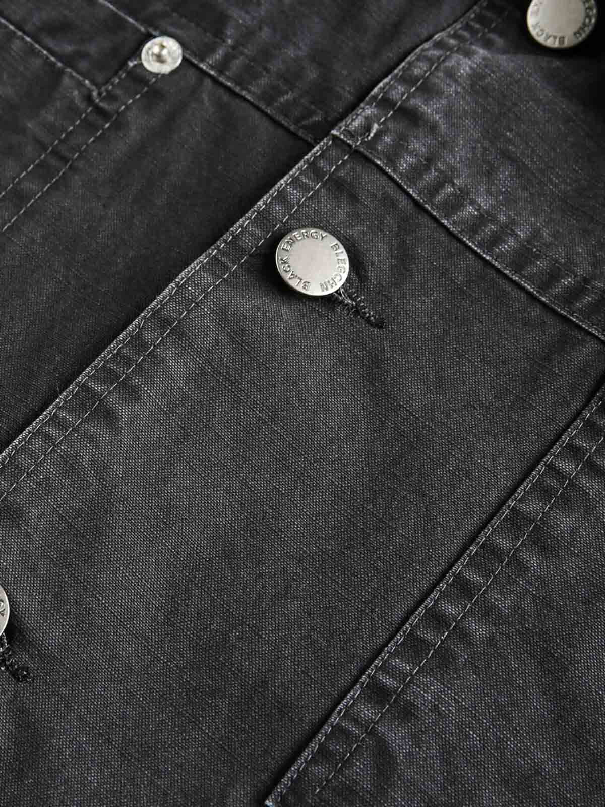 Clean Cut Leather Contrast Collar Pocket Jacket - Image 9