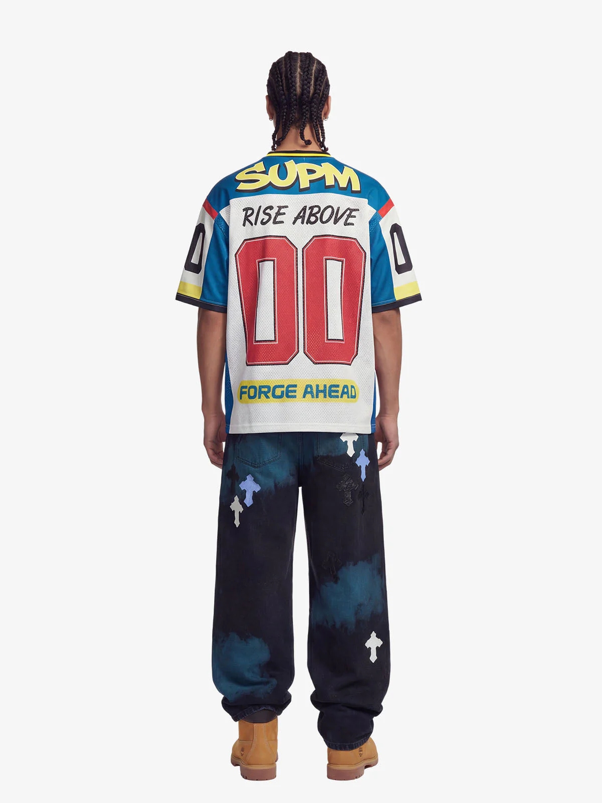 Color-Block Digital Print Mesh V-Neck Jersey - Image 5