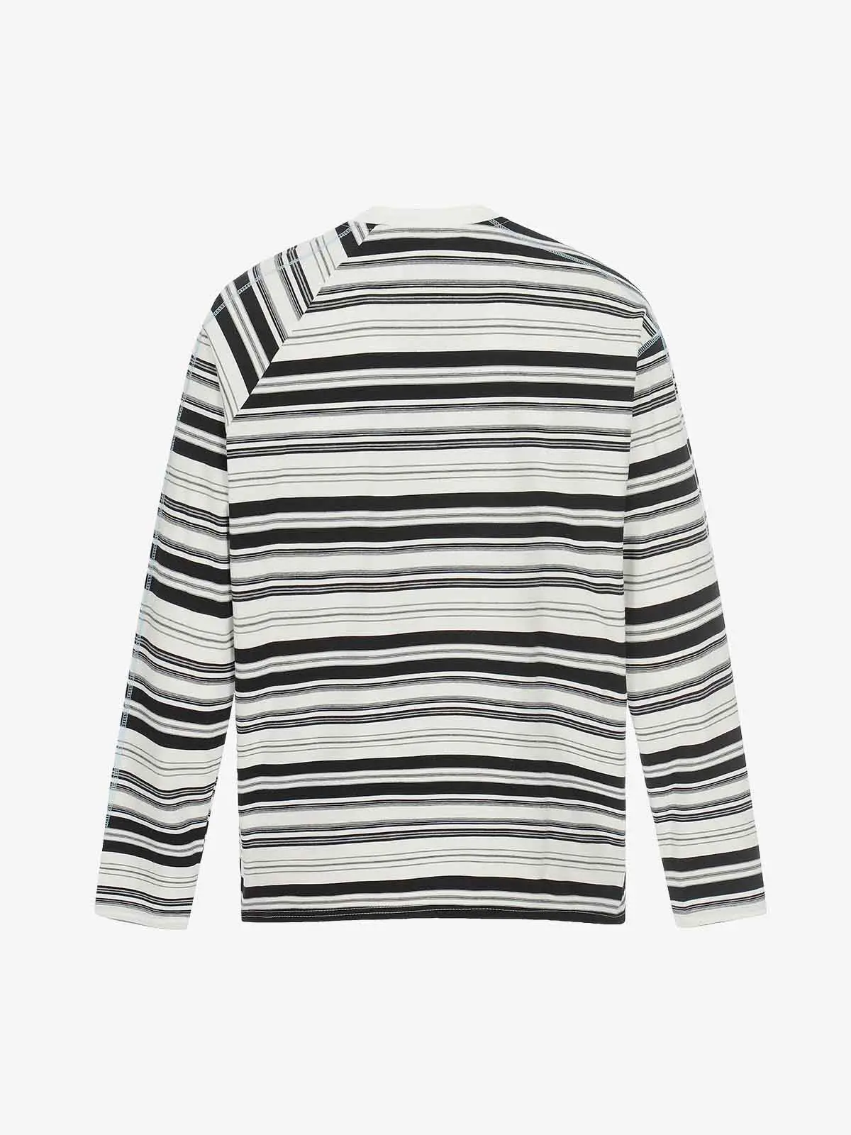 Color Block Striped Embroidered Long Sleeve T-Shirt - Image 6
