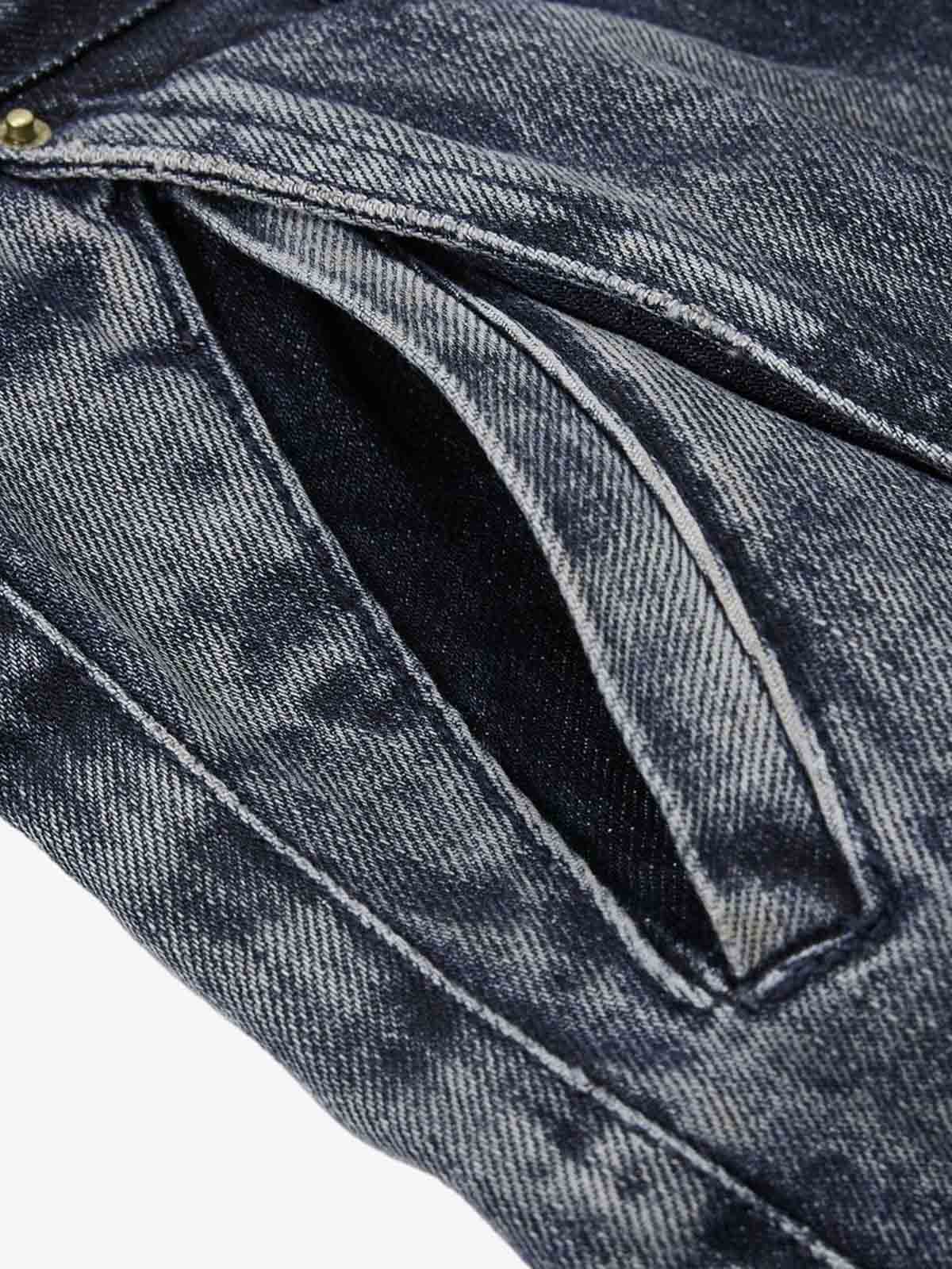 Washed Geometric Panel Barrel Jeans - Image 7