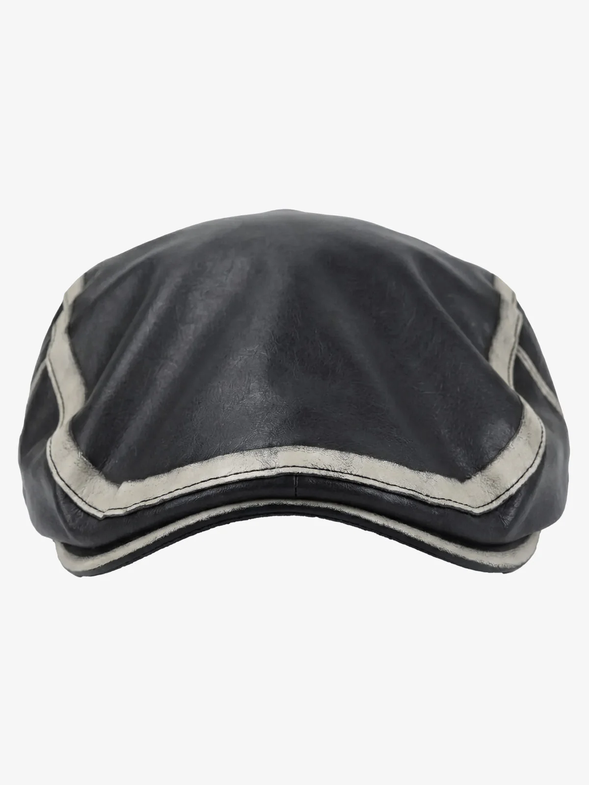 Contrast Stitch Faux Leather Flat Cap - Image 2