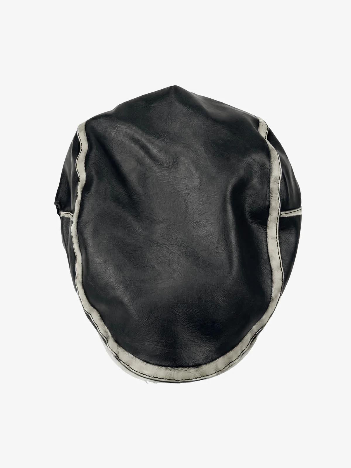 Contrast Stitch Faux Leather Flat Cap - Image 6
