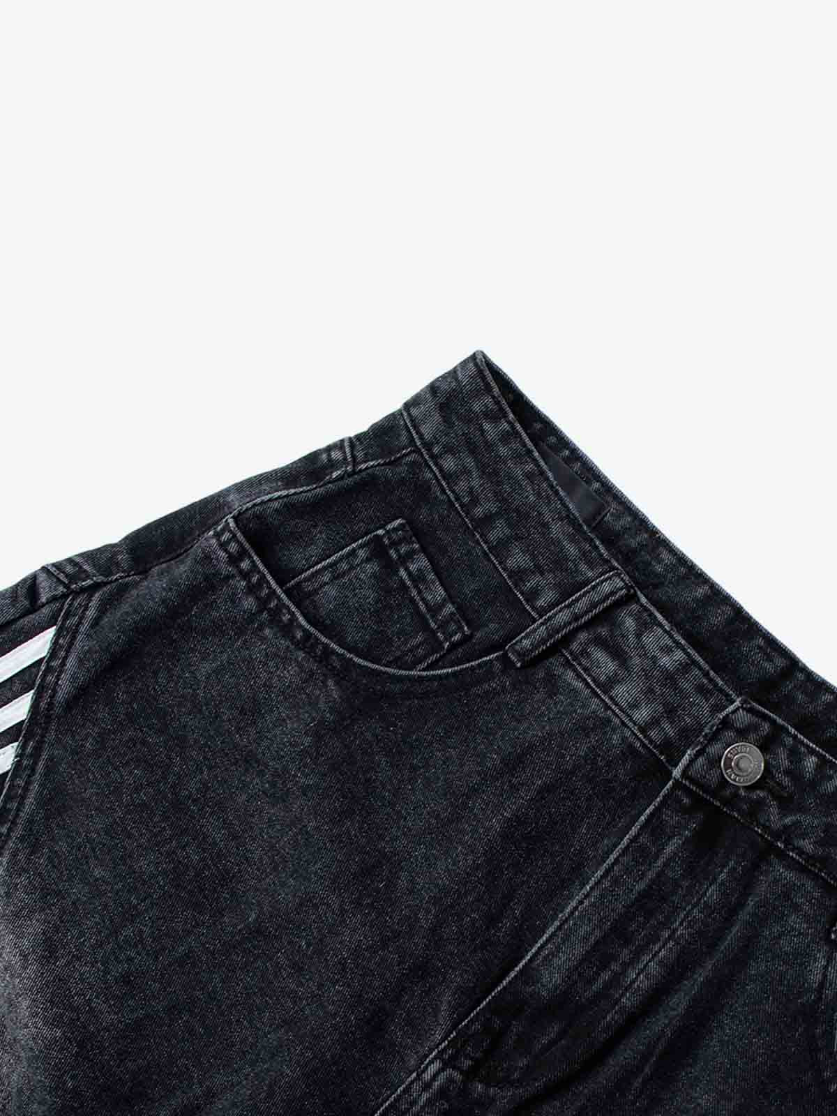 Contrast Stripe Panel Barrel Denim Jeans - 2607 - Image 5