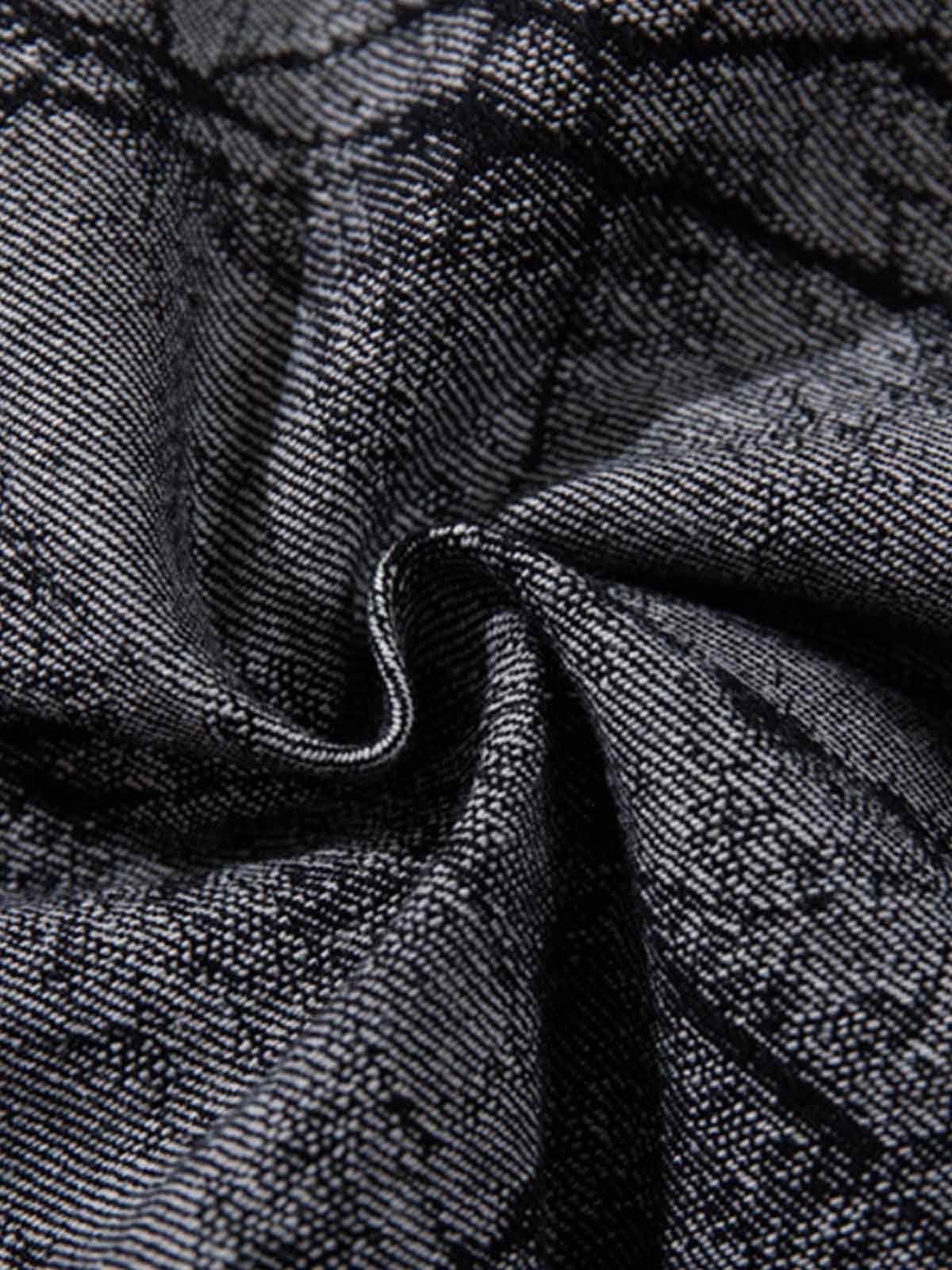 Crackle Print Panel Studded Pleated Denim Jeans - Image 8