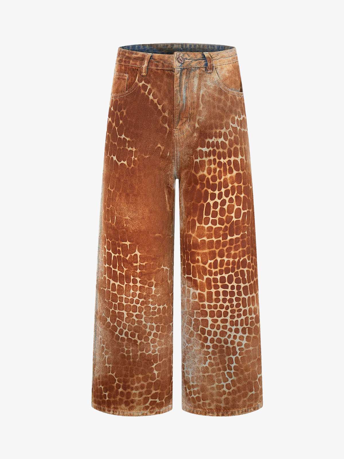 Croc Texture Washed Wide Leg Jeans - Image 2