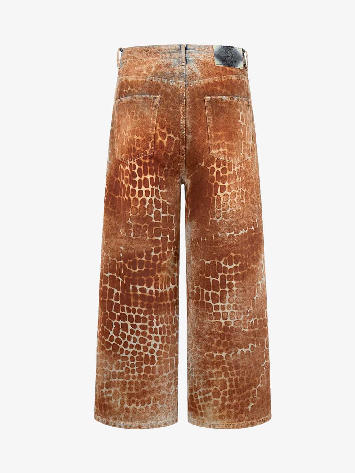 Croc Texture Washed Wide Leg Jeans - Image 6