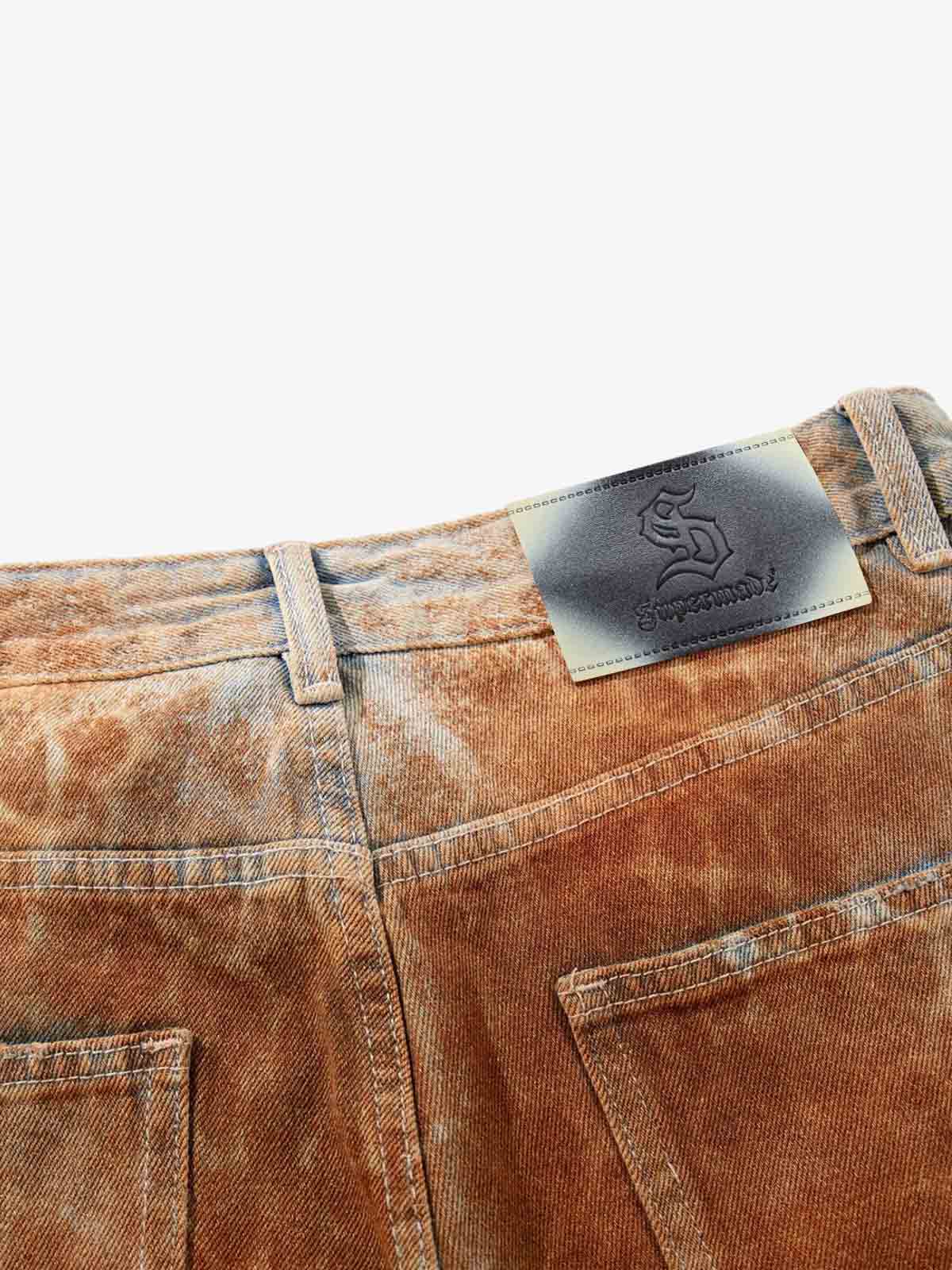 Croc Texture Washed Wide Leg Jeans - Image 9