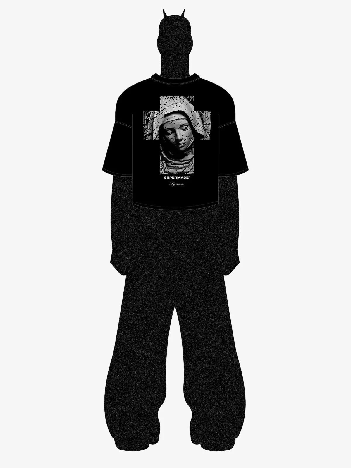 Original Retro Virgin Mary Mottled Cross Print T-Shirt - Image 10