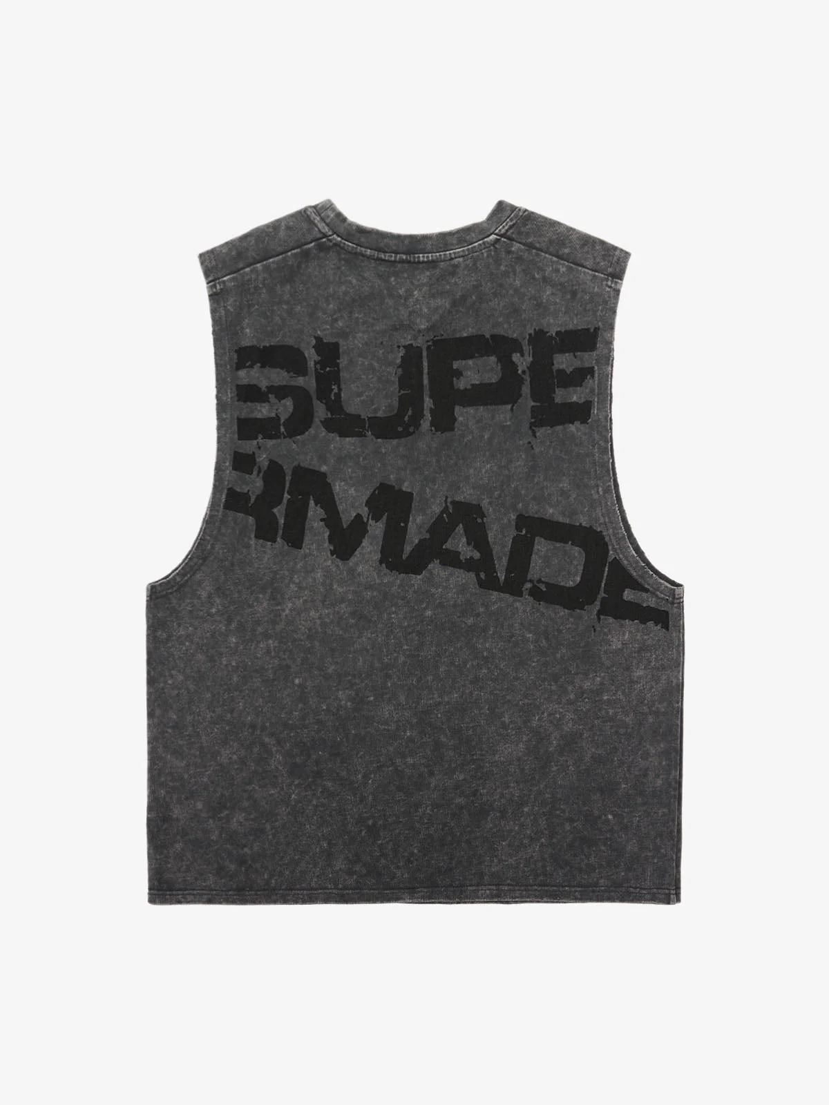 Cross-Print Distressed Washed Vest - Image 2