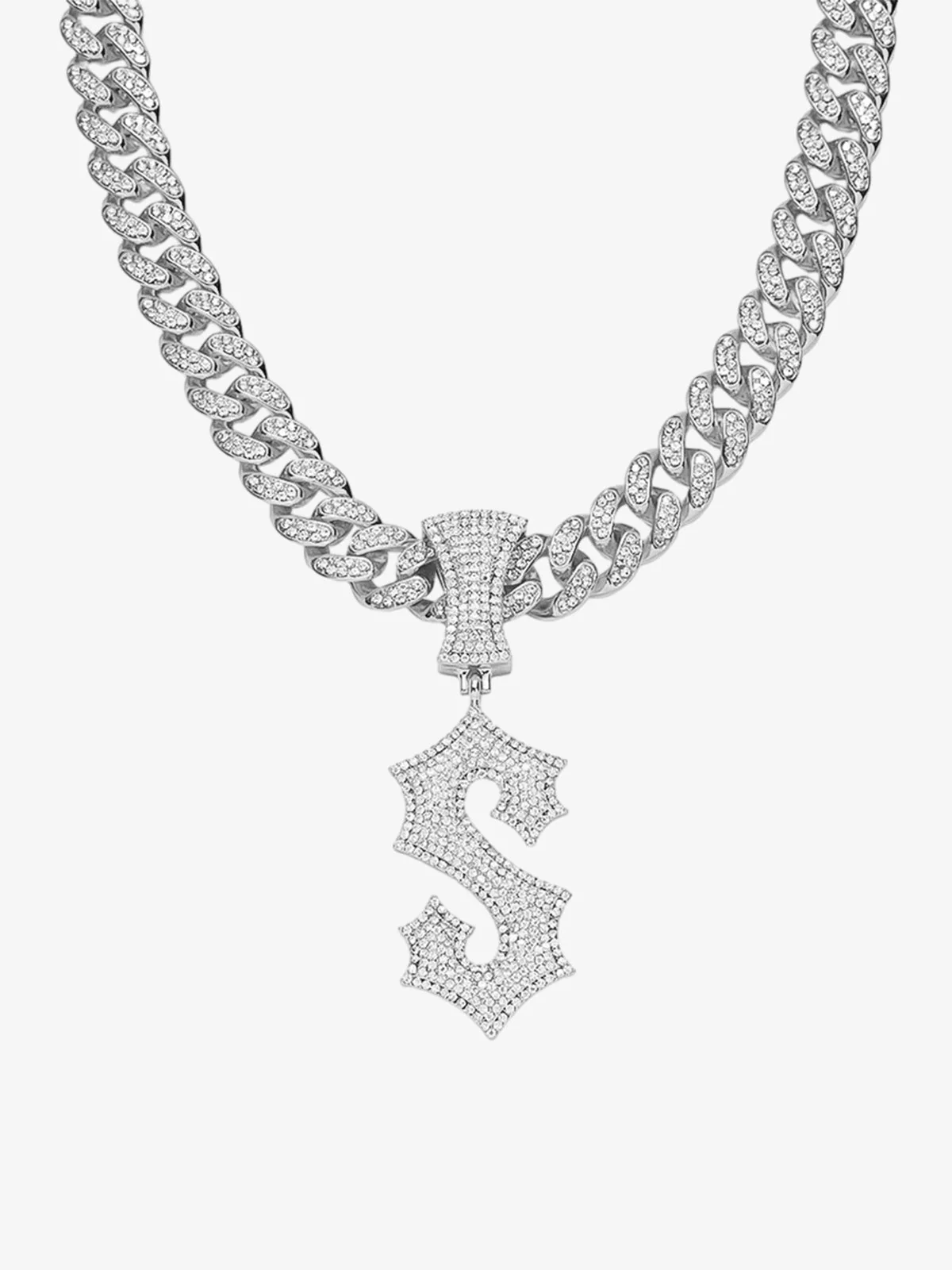 Cuban Chain Letter S Pendant Necklace - Image 2