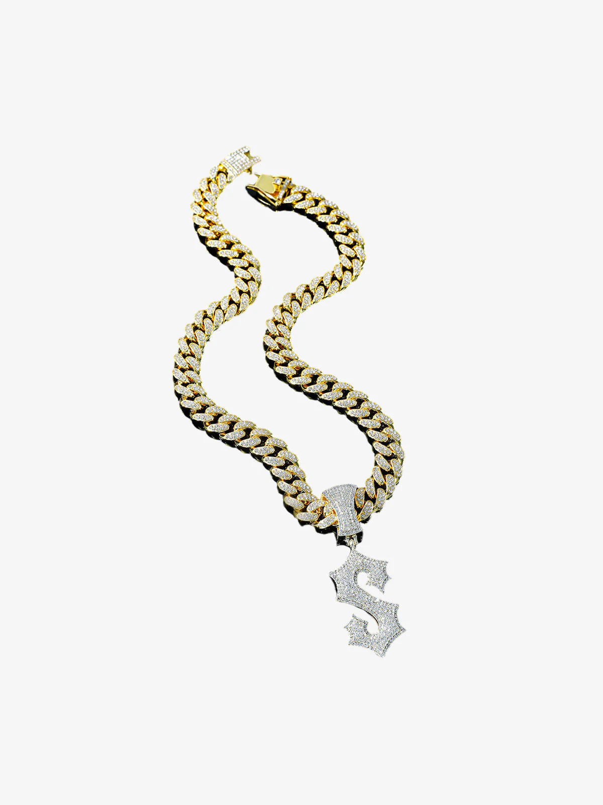 Cuban Chain Letter S Pendant Necklace - Image 4