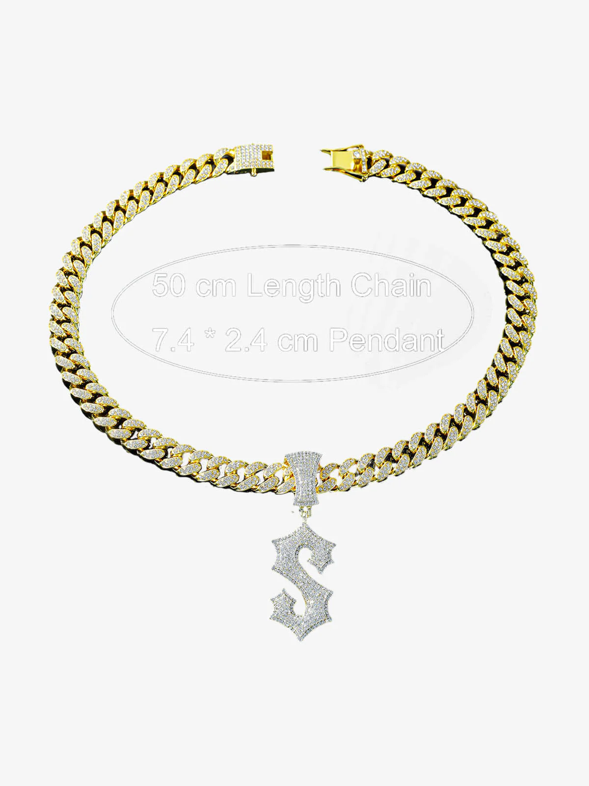 Cuban Chain Letter S Pendant Necklace - Image 5
