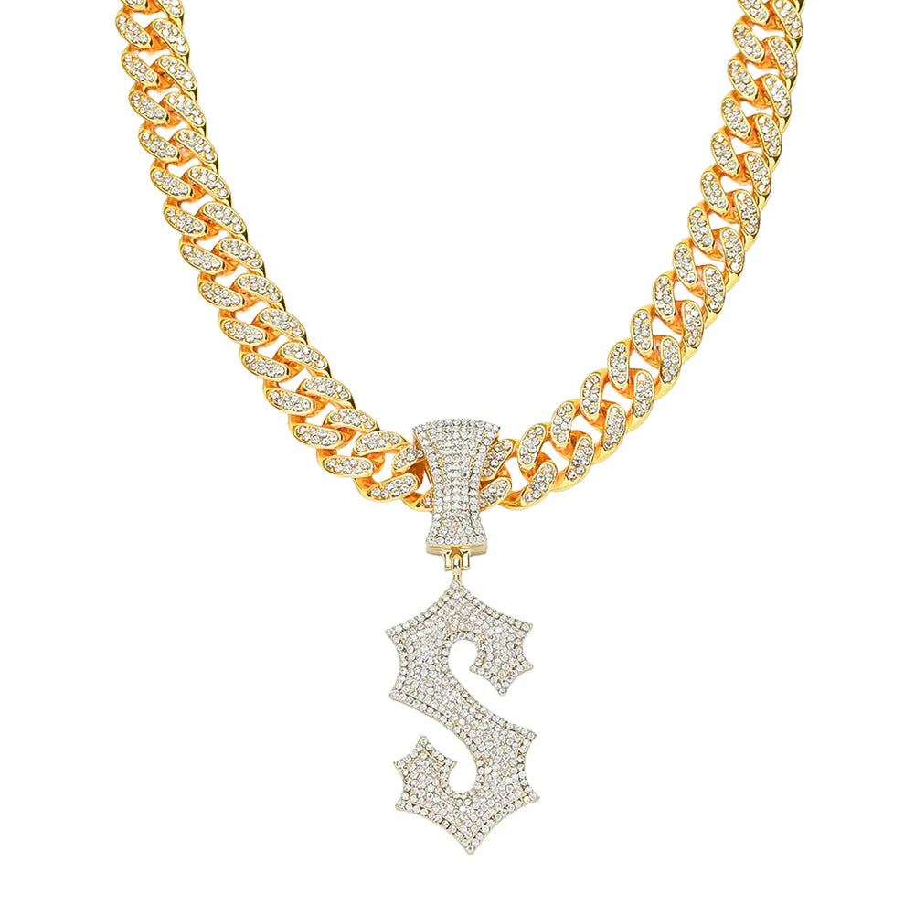 Cuban Chain Letter S Pendant Necklace - Image 6