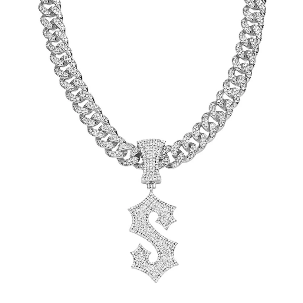 Cuban Chain Letter S Pendant Necklace - Image 7