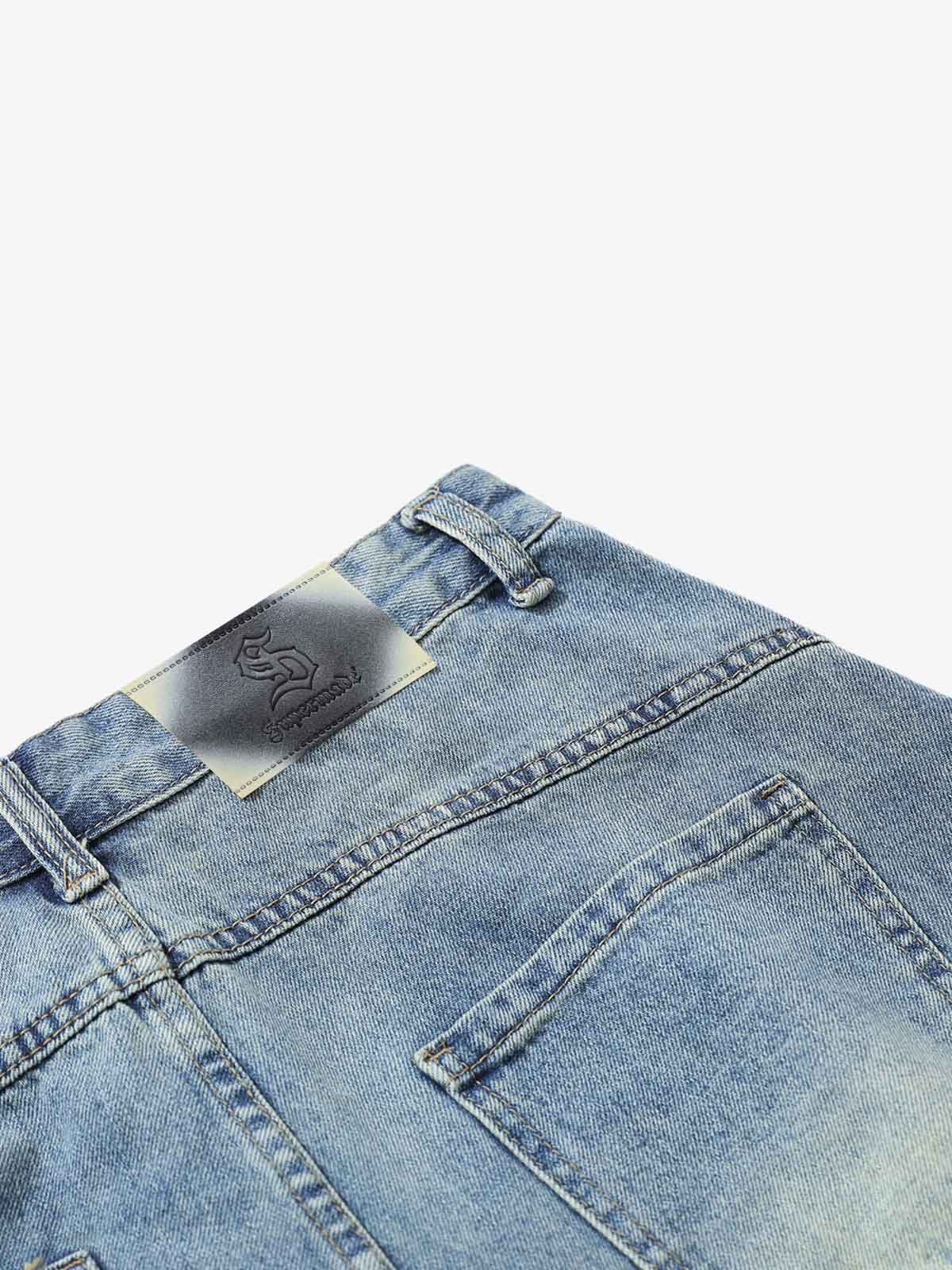 Curved Silhouette 3D Paneled Denim Shorts - Image 5