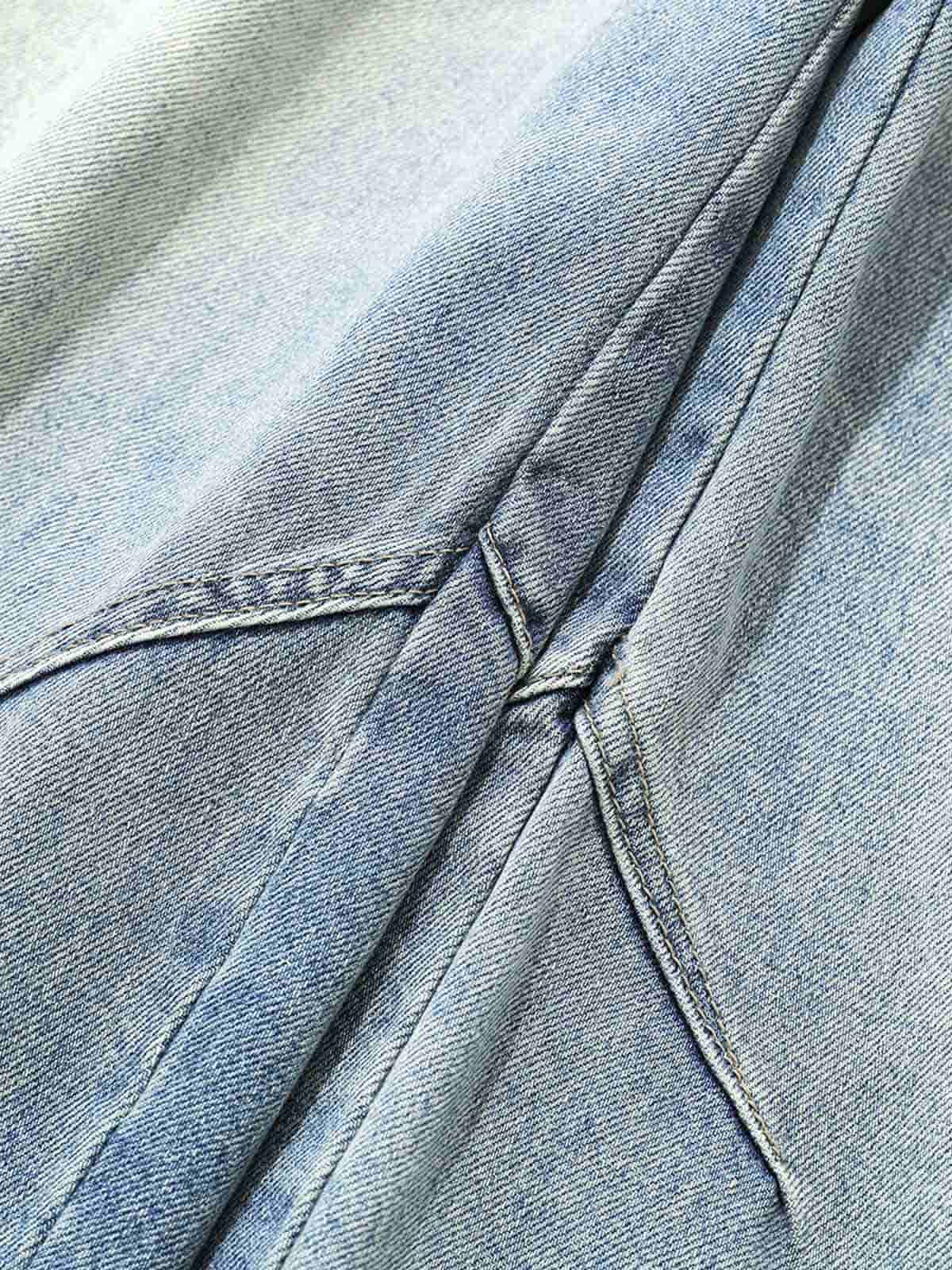 Curved Silhouette 3D Paneled Denim Shorts - Image 6