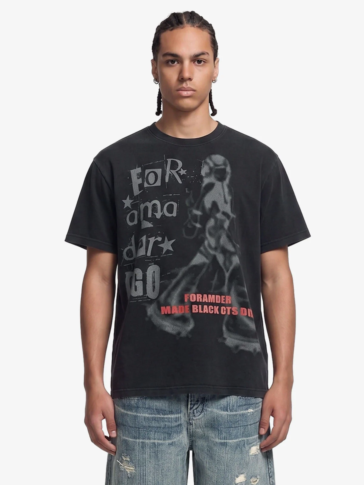 Cyber Portrait Graphic Oversized T-Shirt