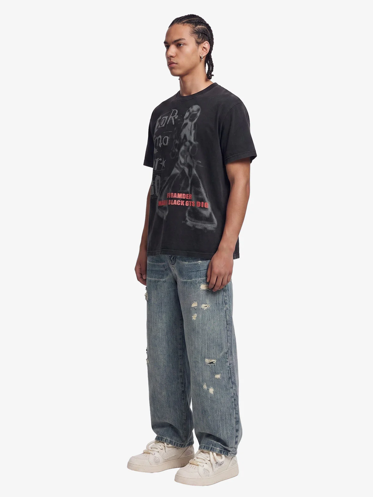 Cyber Portrait Graphic Oversized T-Shirt - Image 4