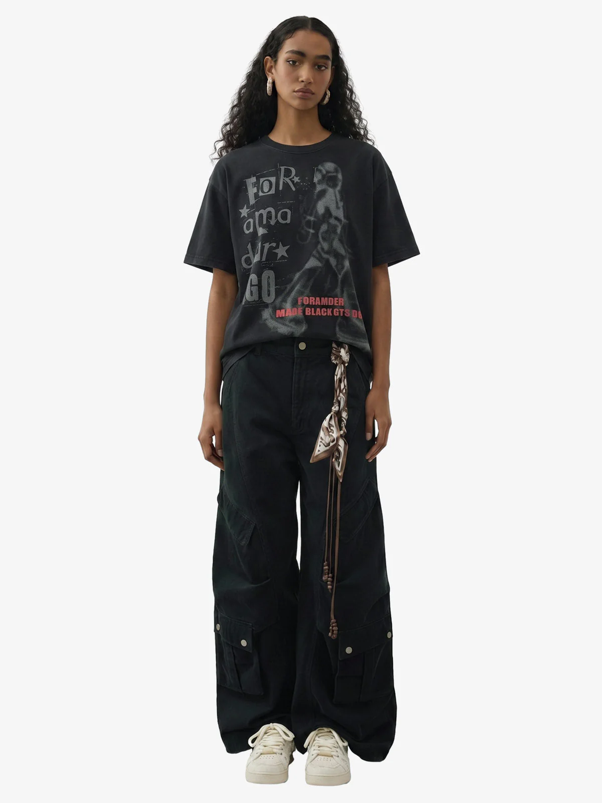 Cyber Portrait Graphic Oversized T-Shirt - Image 5