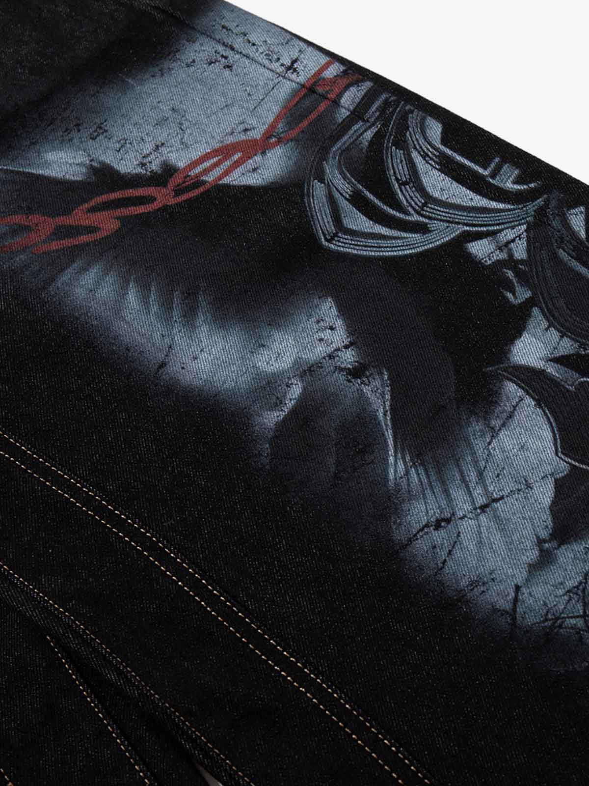 Dark Gothic Graphic Wide-Leg Jeans - Image 9