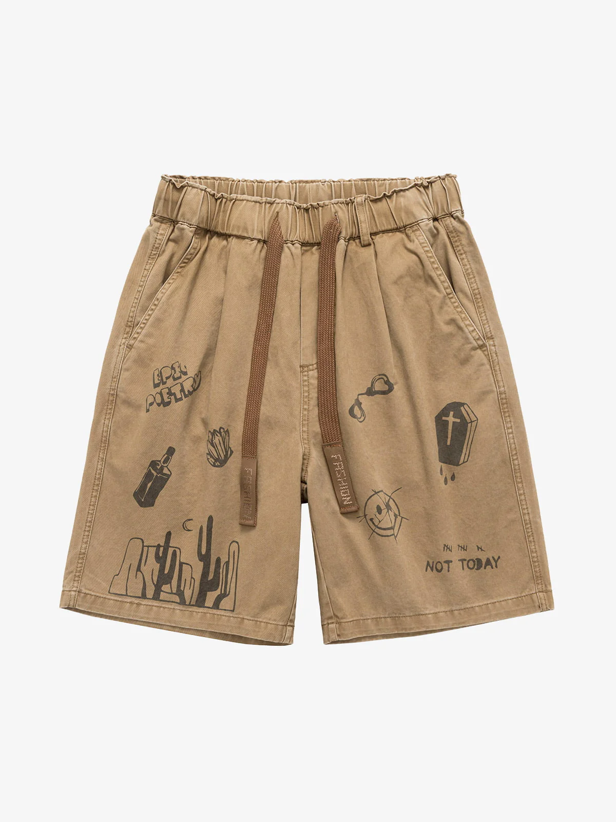 Graphic Print Drawstring Shorts - Image 2