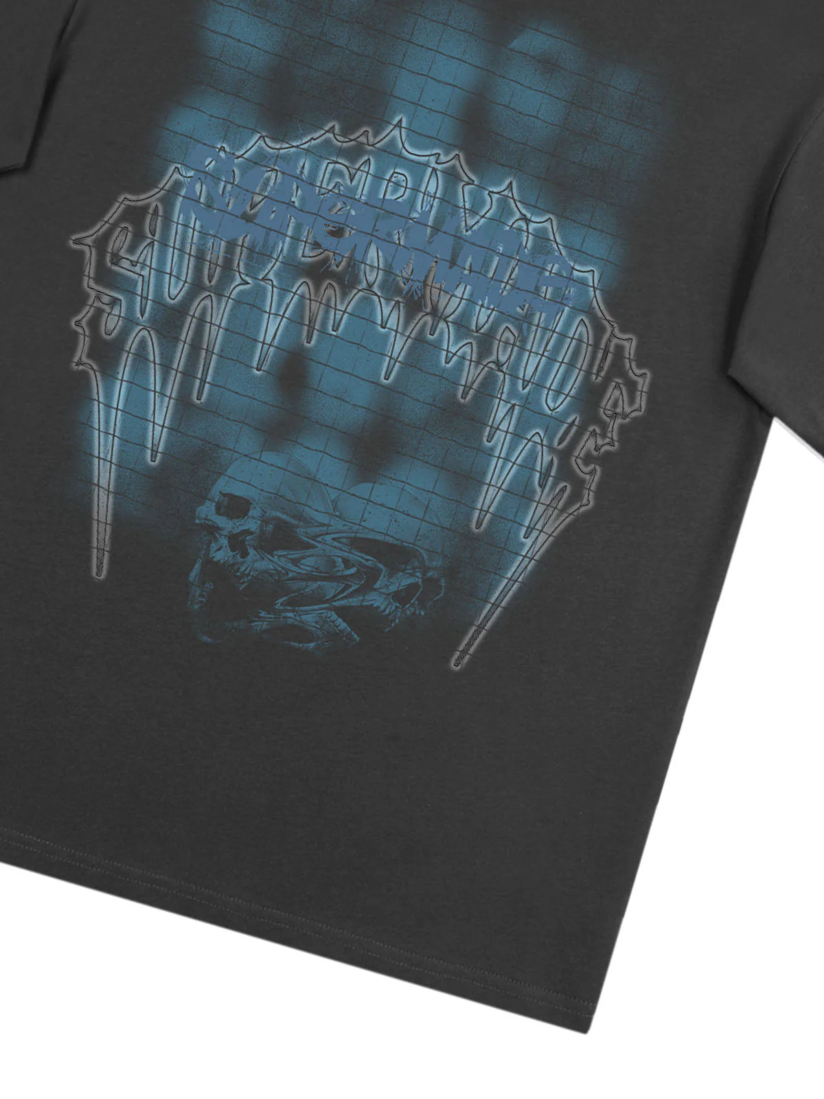 Dark Grid Skull Graphic T-Shirt - Image 14